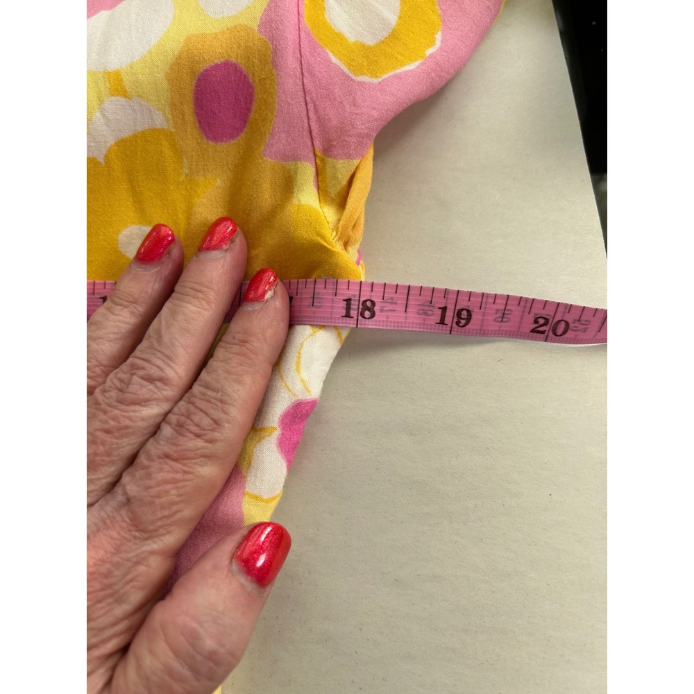 RIXO Ariel Floral Midi Dress Pink Orange Yellow Size S Mod Retro Flower Power - Picture 10 of 12